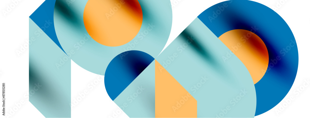 Metal color circles with shadows and other geometric elements composition for wallpaper, banner, background or landing Metal color circles with shadows and other geometric elements composition for wallpaper, banner, background or landing