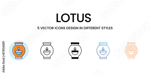 Lotus icons vector set stock illustration 