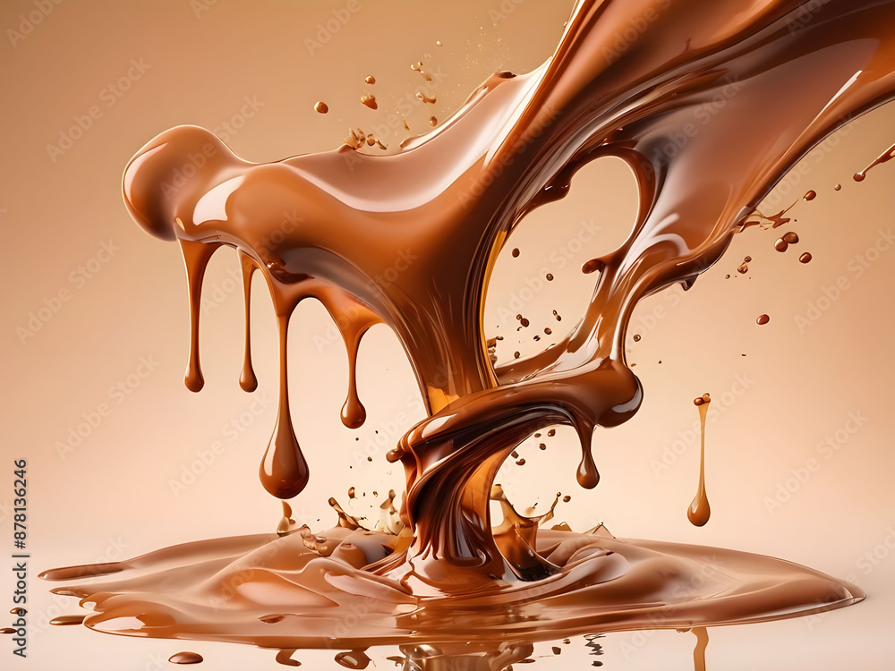 a caramel splash, sweet liquid candy swirls, and waves splashing with droplets. Isolated brown melt toffee syrup stream with splatters and dynamic motion, with isolated on a background a caramel splash, sweet liquid candy swirls, and waves splashing with droplets. Isolated brown melt toffee syrup stream with splatters and dynamic motion, with isolated on a background