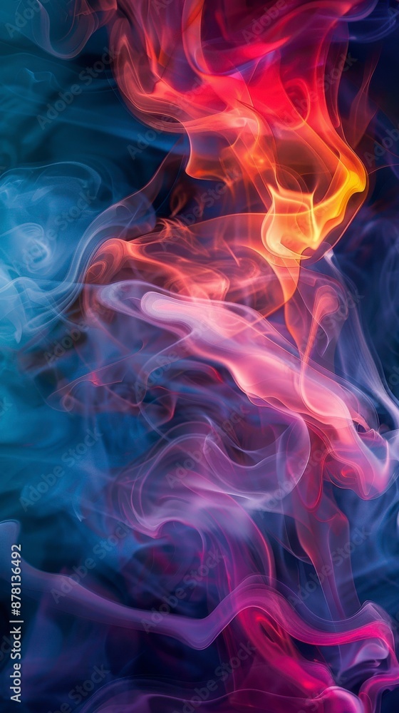 Abstract swirls of colorful smoke against a dark background Abstract swirls of colorful smoke against a dark background
