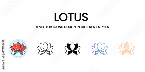 Lotus icons vector set stock illustration 