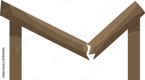 Wooden board is breaking, illustrating the concept of fragility and the passage of time