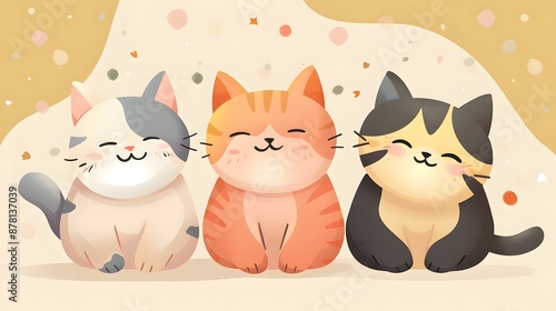 Smiling Cats in Pastel Colors