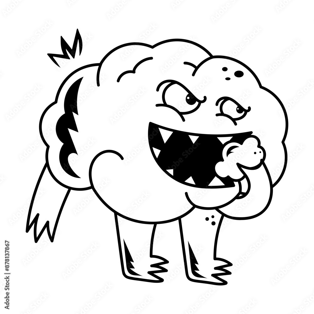 Fototapeta premium A hand drawn style icon of a monster brain