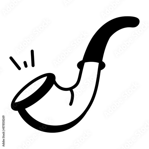 A glyph style doodle icon of smoking pipe 