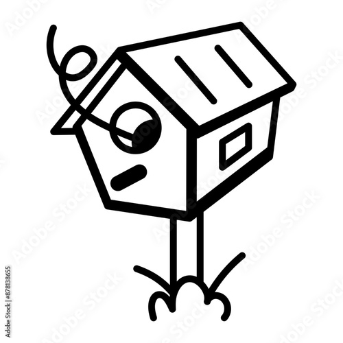 A sketchy style icon of empty wooden birdhouse 