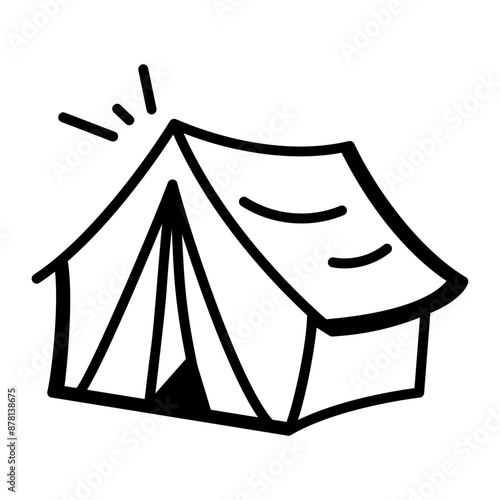 A hand drawn style icon of camping tent 