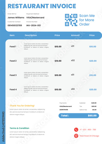 Restaurant Invoice Template Design