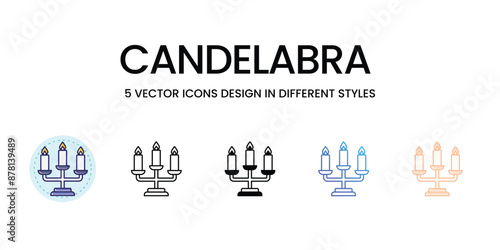 Candelabra icons vector set stock illustration 