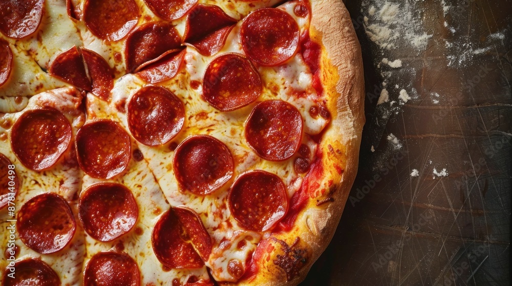 Delicious pizza with pepperoni and melted mozzarella. Ideal for your pizzeria or restaurant! Include text to advertise your mouthwatering menu. Delicious pizza with pepperoni and melted mozzarella. Ideal for your pizzeria or restaurant! Include text to advertise your mouthwatering menu.