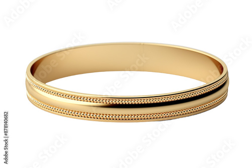 The Golden Symphony: A Wedding Band With Beaded Elegance on White or PNG Transparent Background.