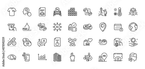 Waterproof, Remove team and Petrol station line icons pack. AI, Question and Answer, Map pin icons. Wholesale inventory, Augmented reality, Legal documents web icon. Vector
