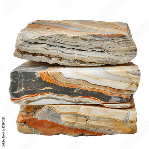 Layered sedimentary stone, PNG image, isolated