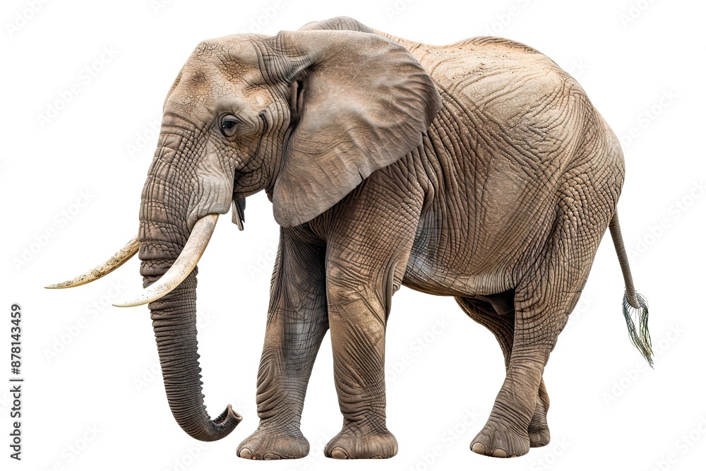 Obraz premium Majestic African Elephant Isolated On White Background