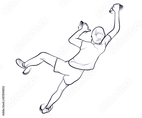 hand drawing of a rock climber athlete vector