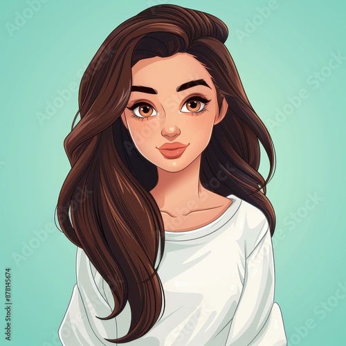 Engaging cartoon avatar of a trustworthy girl in her late s for TikTok promotions. photo