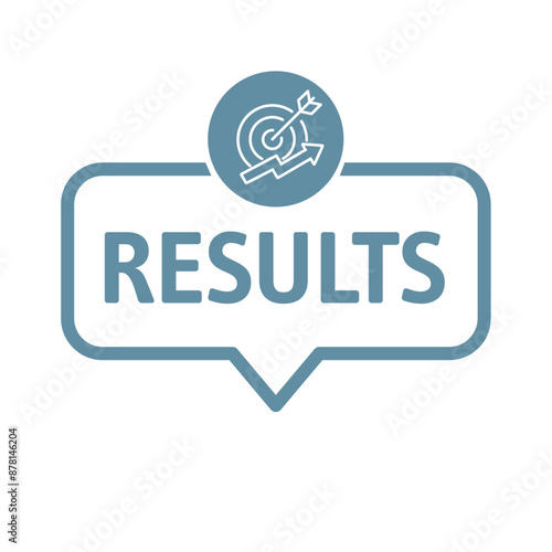 Results - speech bubble with text, target, arrow and increasing graph