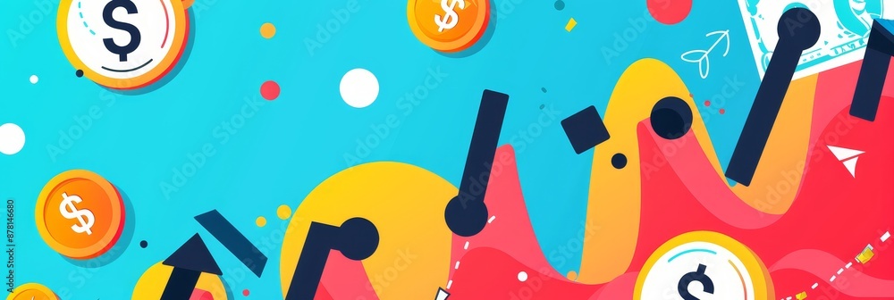 Obraz premium Financial Growth and Success Illustrated - Abstract illustration depicting financial growth and success, featuring upward trending arrows and money symbols on a vibrant background. - Abstract illustra