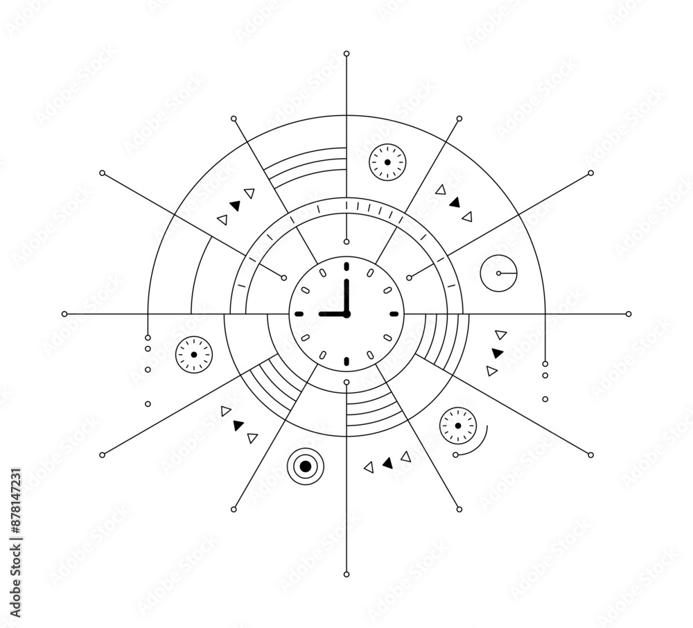 Clock concept inside digital interface. round digital interface and clock symbol Clock concept inside digital interface. round digital interface and clock symbol