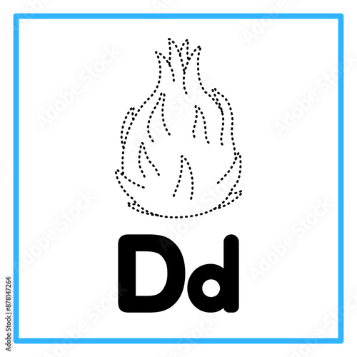 tracing dragon fruit alphabet d illustration