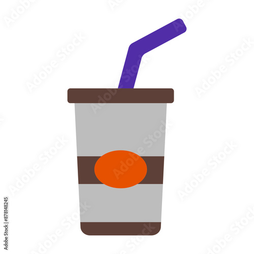 Soda in plastic cup Flat icon