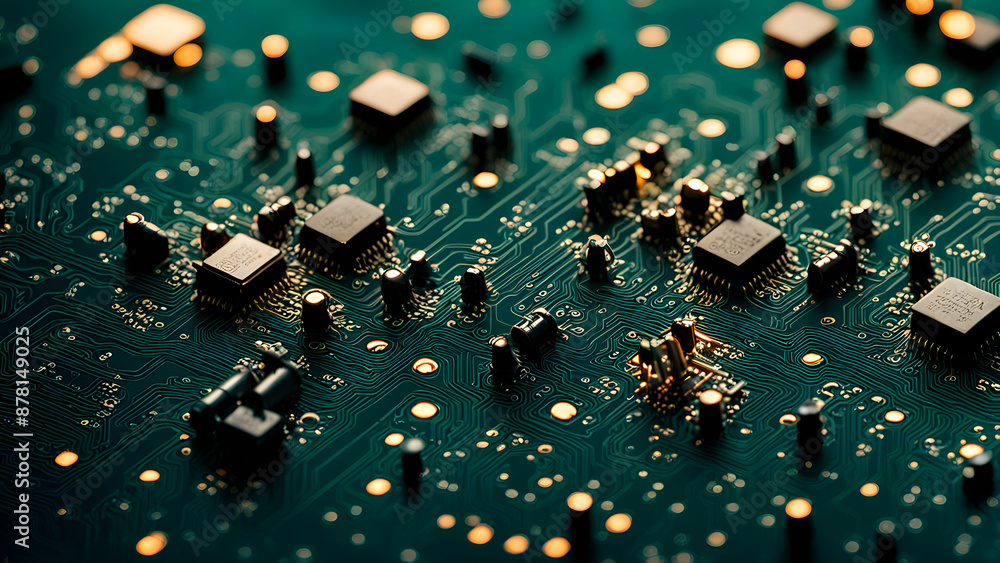A Digital Circuit with A Complex Network of Interconnected Components, such as Transistors, Capacitors, and Resistors, on A Circuit Board A Digital Circuit with A Complex Network of Interconnected Components, such as Transistors, Capacitors, and Resistors, on A Circuit Board
