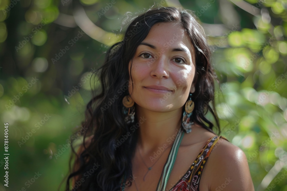 Portrait of a Beautiful Young Woman with Long Hair and Boho Jewelry. Portrait of a Beautiful Young Woman with Long Hair and Boho Jewelry.