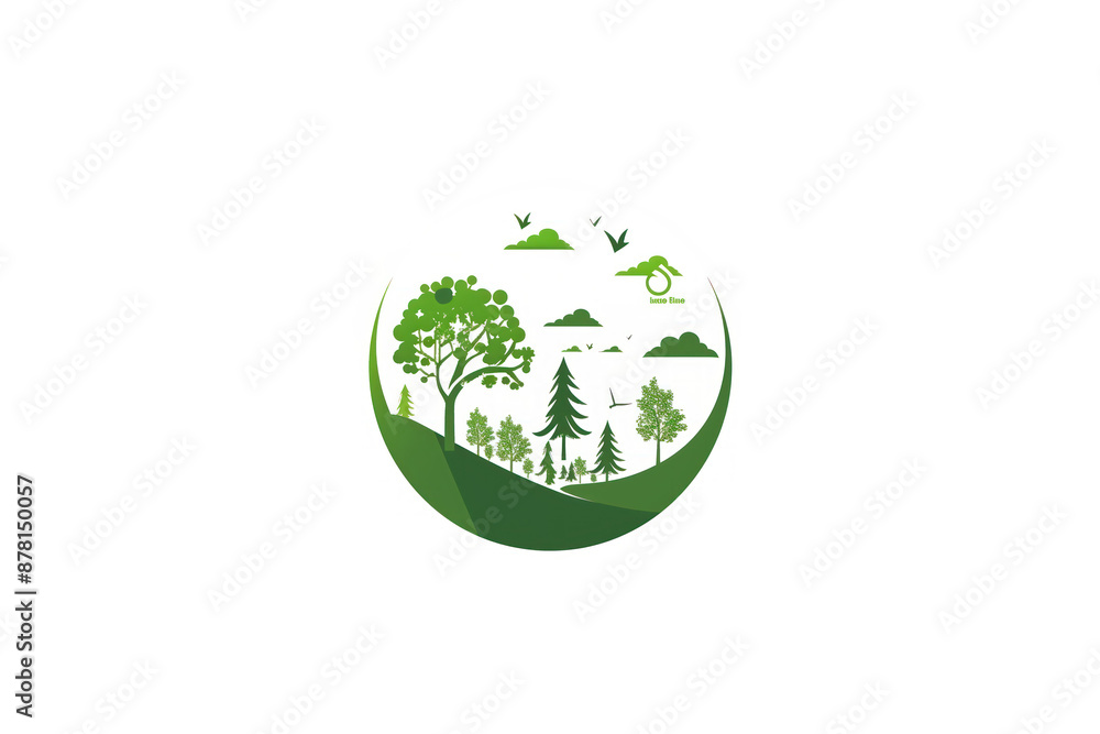 Tree logo with natural elements in a circle. Concept of protection and conservation of nature, ecology, landscaping. Tree logo with natural elements in a circle. Concept of protection and conservation of nature, ecology, landscaping.