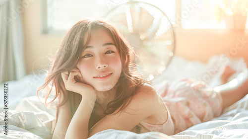 Plakat 一人で楽しむ若い女性