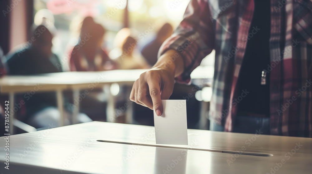 Hand casting a vote in a ballot box Hand casting a vote in a ballot box