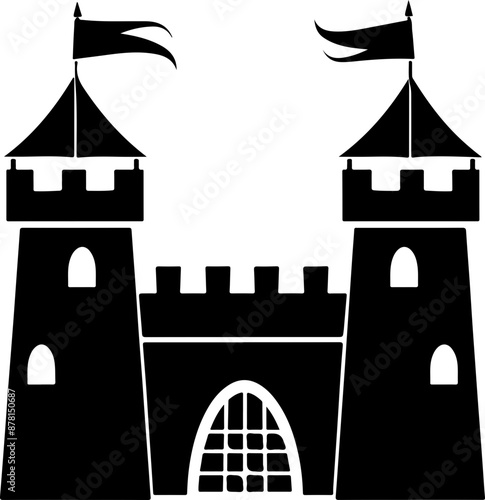 Vector Silhouette of Medieval Castle - Symbol of History and Strength