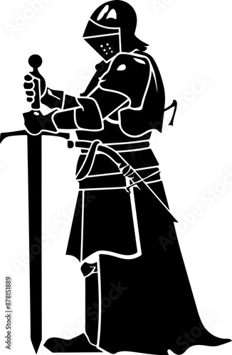 Silhouette of a Knight with Sword Depicting Valor and Chivalry