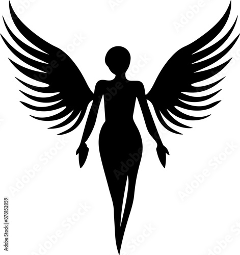 Silhouette of Angelic Figure with Wings Representing Spiritual Divinity