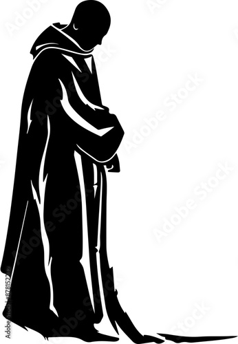 Monk Silhouette in Contemplation