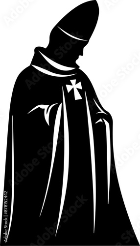 Religious Silhouette of Clergyman Depicting Devotion