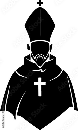 Silhouette of a Religious Figure in Vestments Reflecting Spiritual Authority