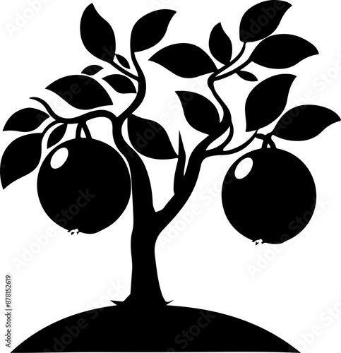 Silhouette of Fruit-Laden Tree Symbolizing Growth and Fecundity