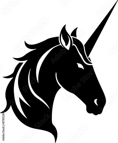 Stylized Black Unicorn Silhouette Representing Fantasy and Mysticism