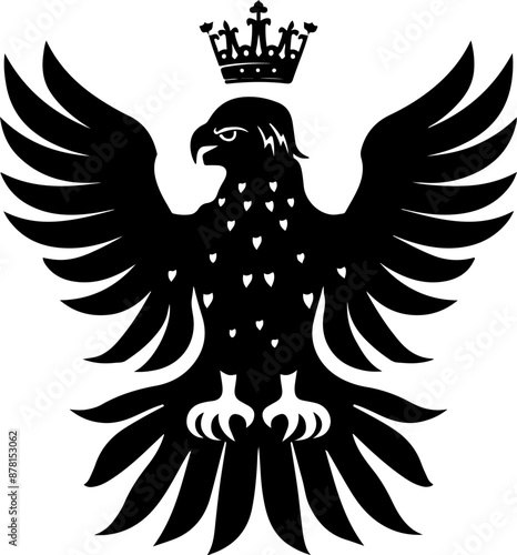 Stylized Black Eagle with Crown: Authority and Strength Symbolism