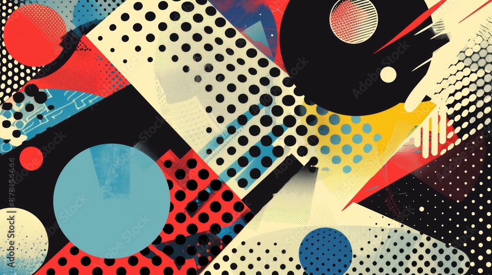 A dot pattern and geometric shapes create a distinctive, visually appealing, and modern design. A dot pattern and geometric shapes create a distinctive, visually appealing, and modern design.
