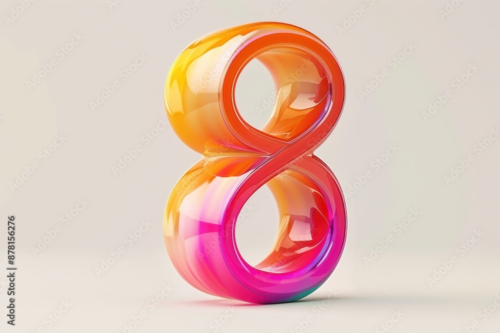 The number 8 is a colorful, abstract shape that is floating in the air The number 8 is a colorful, abstract shape that is floating in the air
