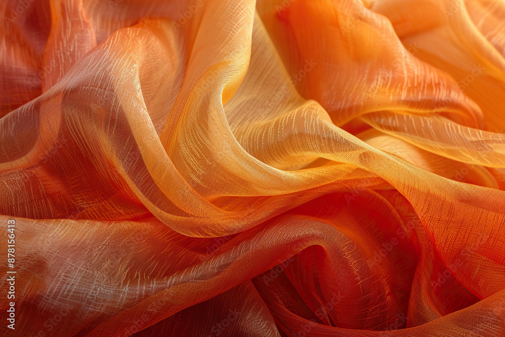 Wavy transparent orange fabric background. Generated by artificial intelligence Wavy transparent orange fabric background. Generated by artificial intelligence