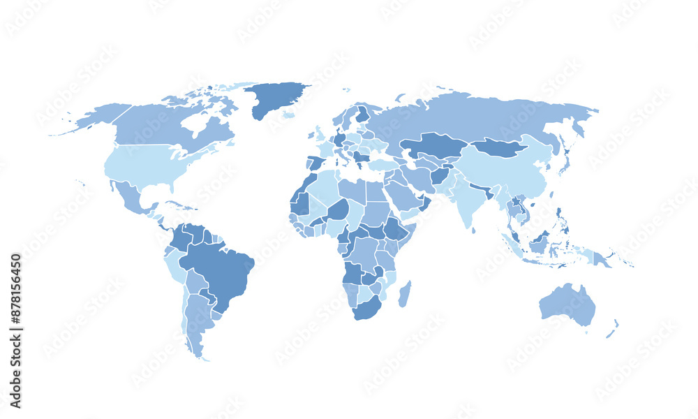 Fototapeta premium World map isolated for education,Travel worldwide, earth geography website layouts, background,study geography,work in graphics.Suitable for Business Professionals,Designers and Creatives,Marketers.