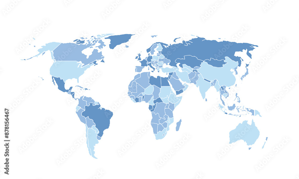 Obraz premium World map isolated for education,Travel worldwide, earth geography website layouts, background,study geography,work in graphics.Suitable for Business Professionals,Designers and Creatives,Marketers.