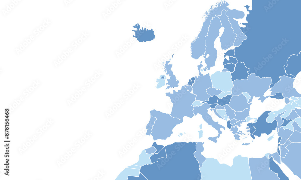 Obraz premium European political mapfor education,Travel worldwide, earth geography website layouts, background,study geography,work in graphics.Suitable for Business Professionals,Designers and Creatives,Marketer.