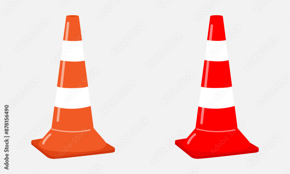 Traffic Cone, Red and Orange, Icon, Symbol, Stop, Isolated, Vector Illustration Traffic Cone, Red and Orange, Icon, Symbol, Stop, Isolated, Vector Illustration