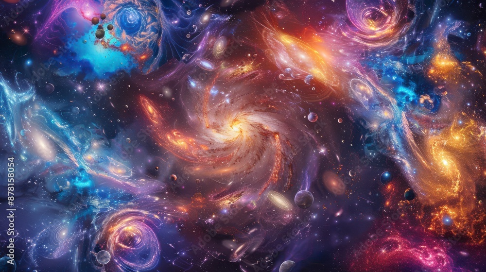 Glowing nebulae and star clusters illuminate the vastness of space Glowing nebulae and star clusters illuminate the vastness of space