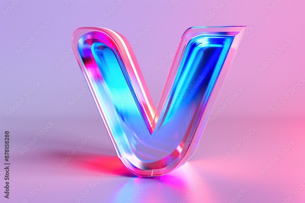 A colorful, abstract V made of glass A colorful, abstract V made of glass