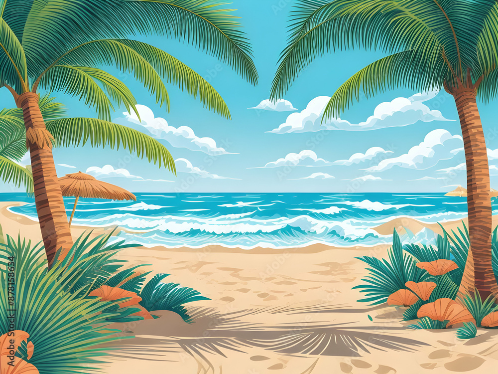 beach with palm trees,Ai generated beach with palm trees,Ai generated