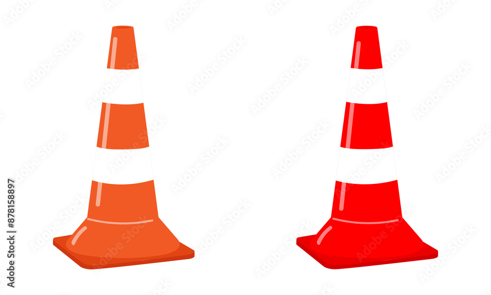 Traffic Cone, Red and Orange, Icon, Symbol, Stop, Isolated Traffic Cone, Red and Orange, Icon, Symbol, Stop, Isolated